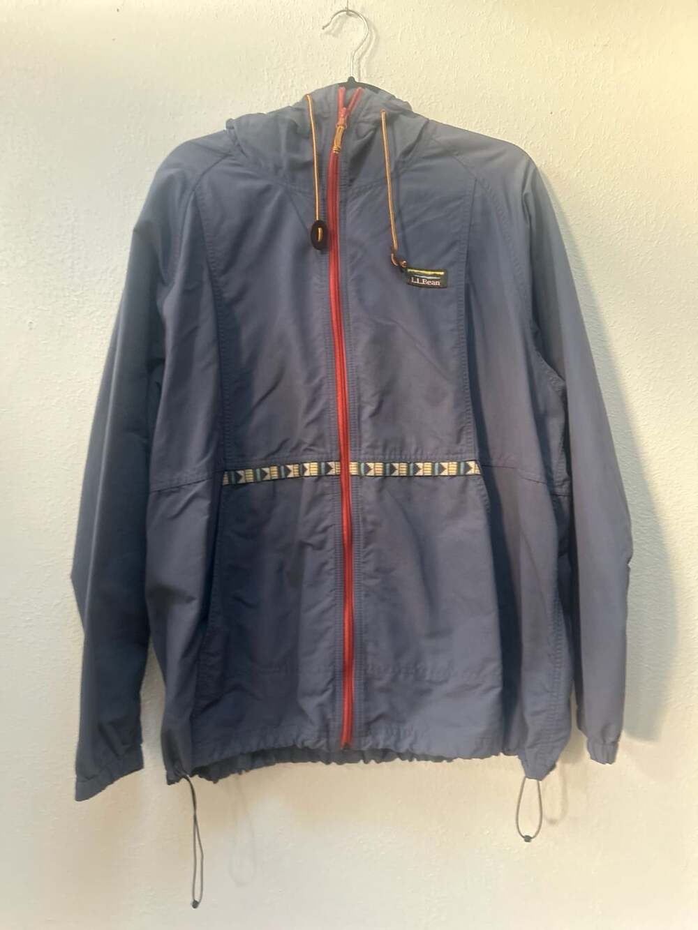 L.L. Bean Mountain Classic Jacket Blue Red Zipper Hooded Pullover